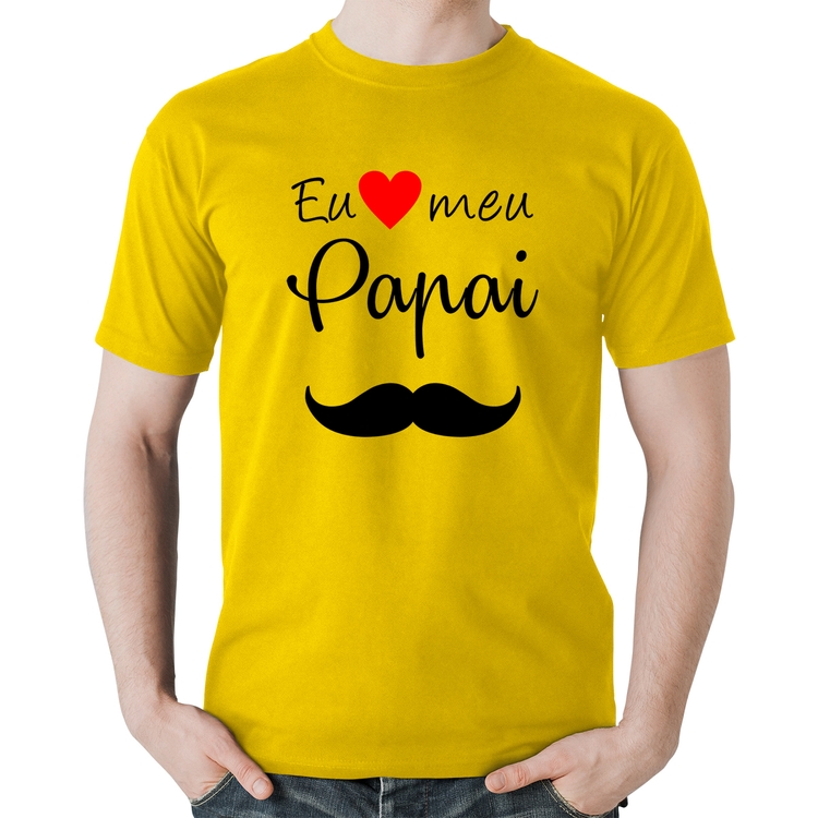 Camiseta Algodão Eu amo meu papai - Amarela