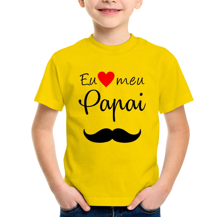 Camiseta Infantil Eu amo meu papai - Amarela