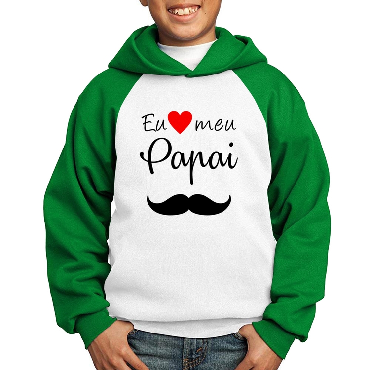 Moletom Infantil Eu amo meu papai - Branco/Verde