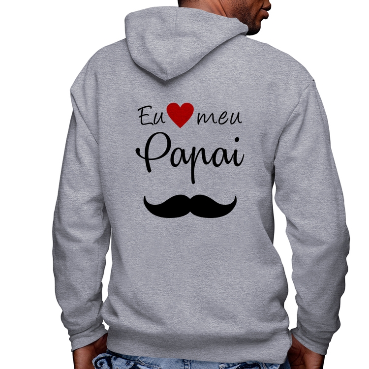 Blusa Moletom Eu amo meu papai Masculina com Capuz e Zíper - Mescla