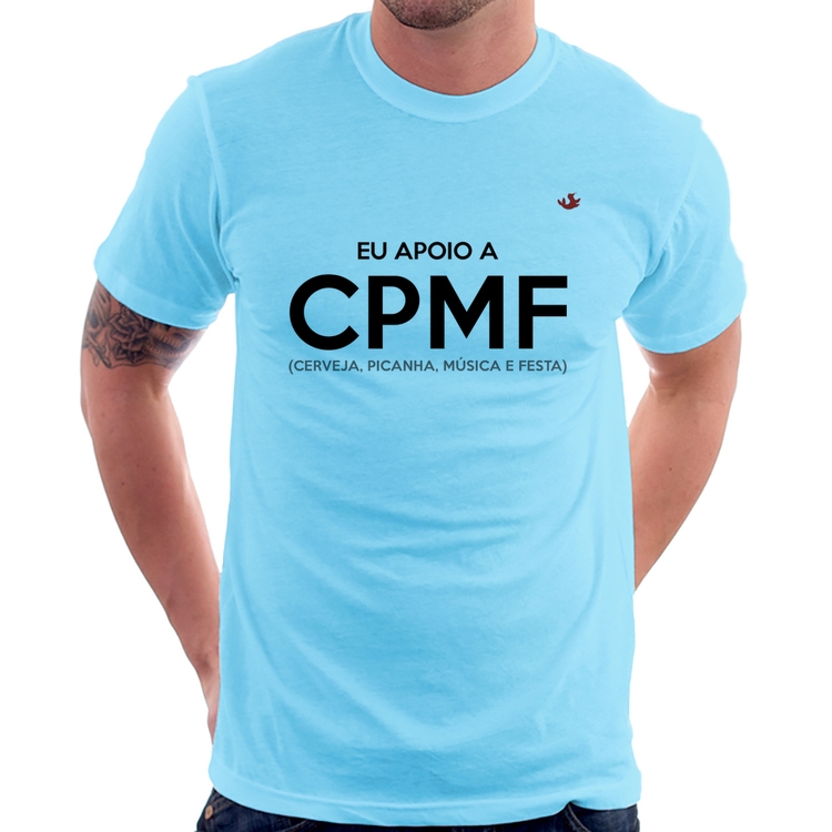 Camiseta Eu apoio a CPMF - Azul Bebê