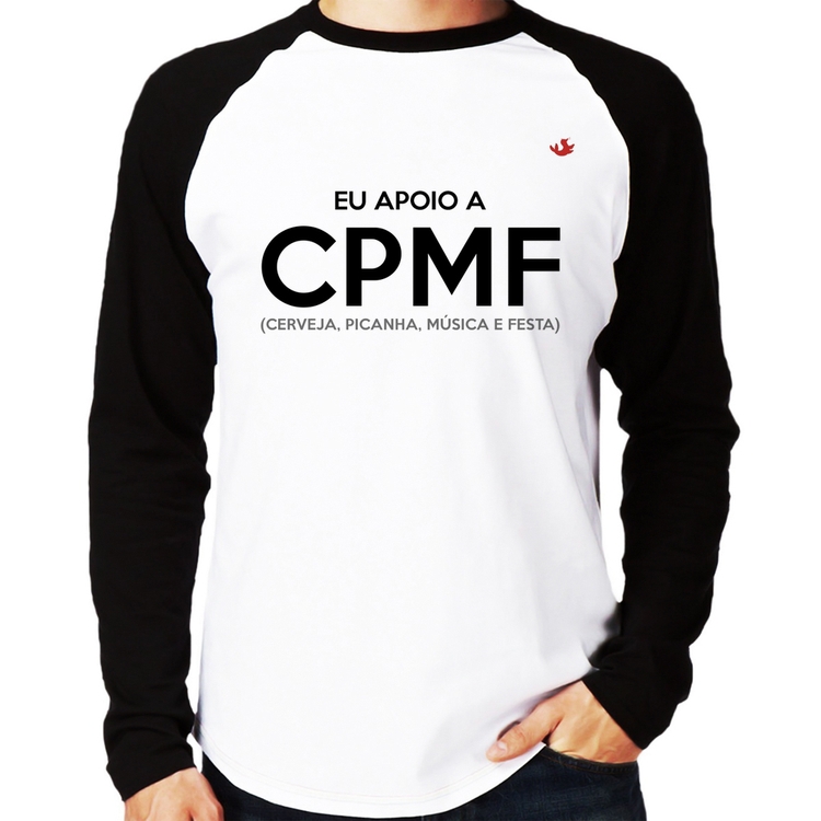 Camiseta Raglan Eu apoio a CPMF Manga Longa