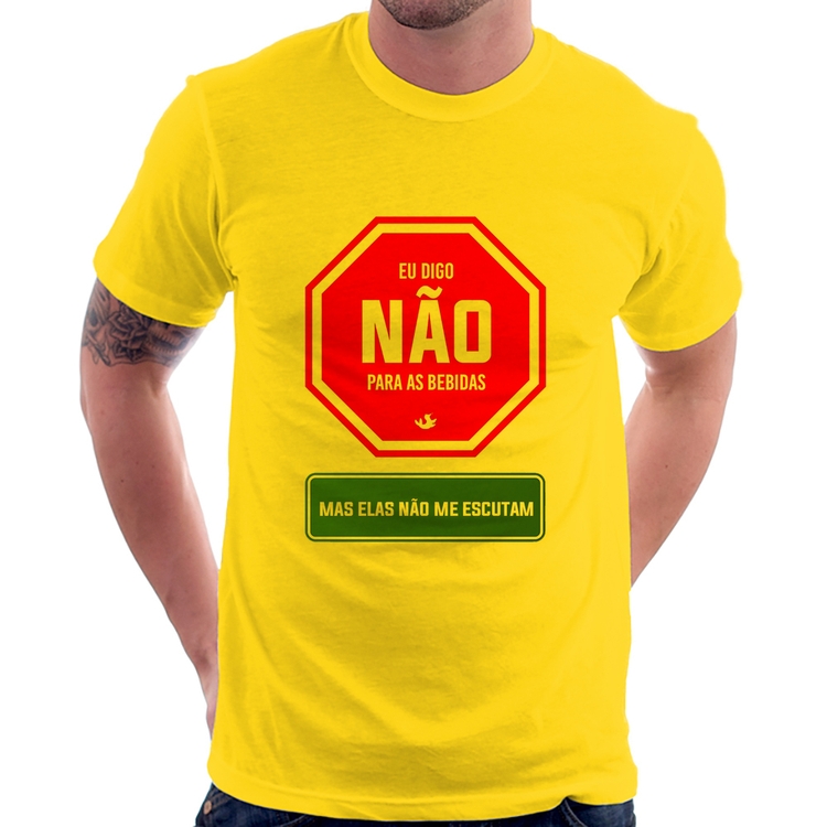Camiseta Eu digo não para as bebidas - Amarela