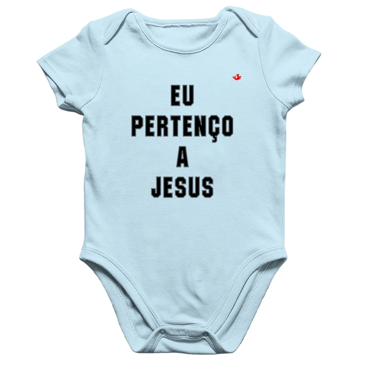 Body Bebê Algodão Eu pertenço a Jesus - Azul Bebê