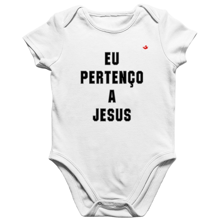 Body Bebê Algodão Eu pertenço a Jesus - Branco