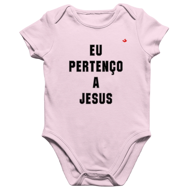 Body Bebê Algodão Eu pertenço a Jesus - Rosa Bebê