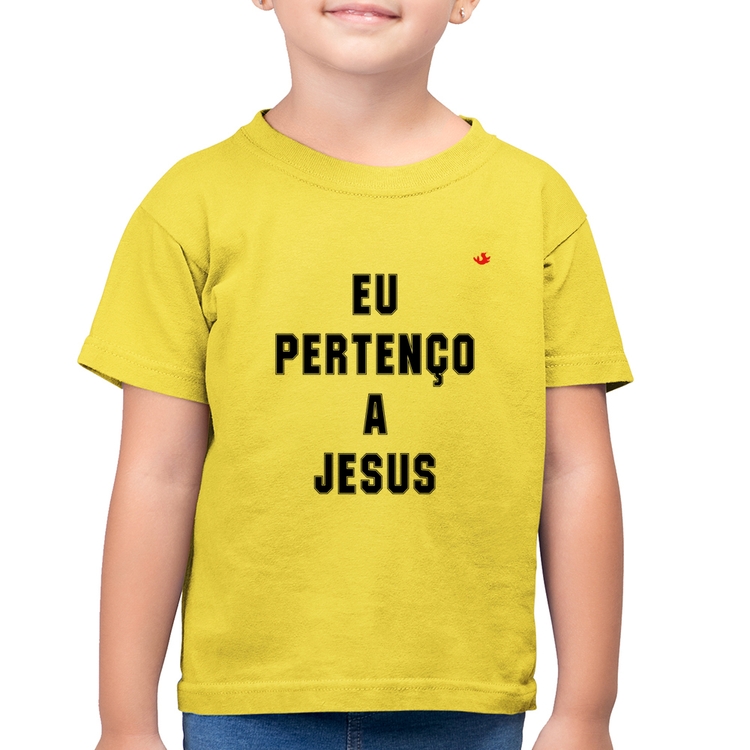 Camiseta Algodão Infantil Eu pertenço a Jesus - Amarelo Canário