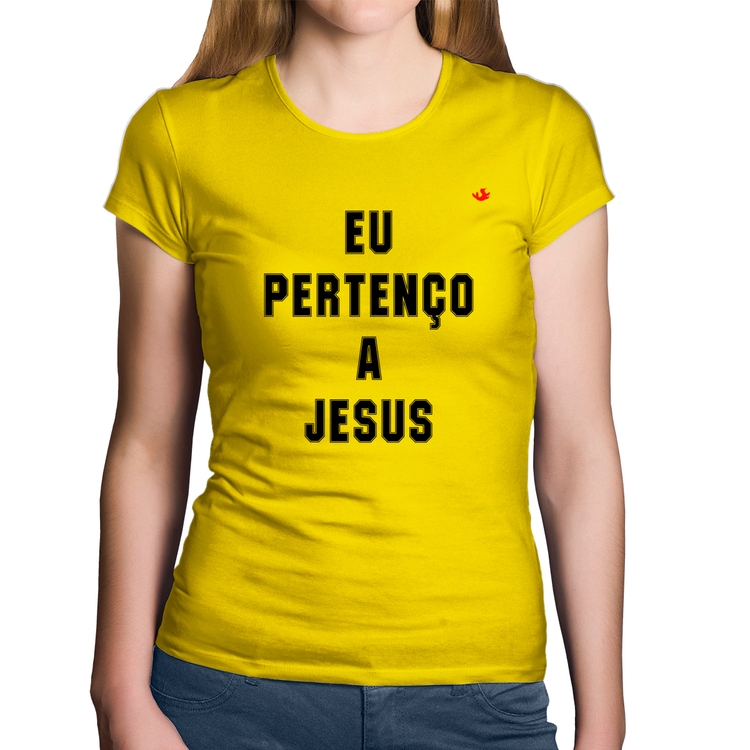 Baby Look Algodão Eu pertenço a Jesus - Amarela
