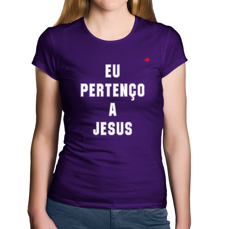 Baby Look Algodão Eu pertenço a Jesus - Roxa