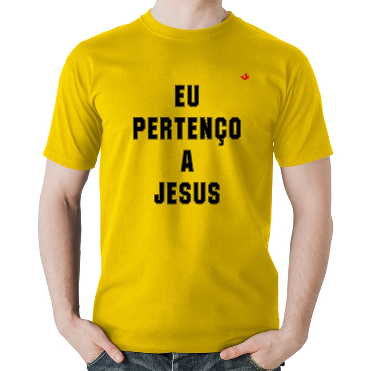 Camiseta Algodão Eu pertenço a Jesus - Amarela