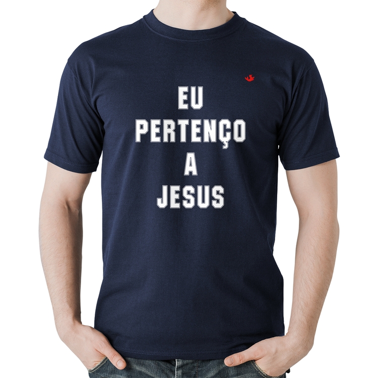 Camiseta Algodão Eu pertenço a Jesus - Marinho