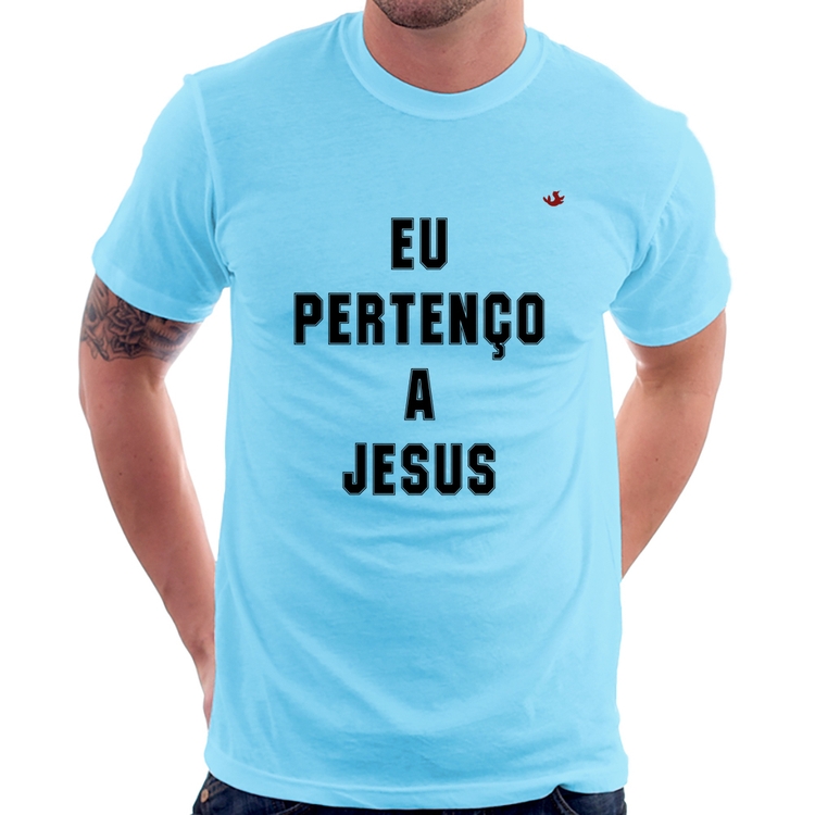 Camiseta Eu pertenço a Jesus - Azul Bebê