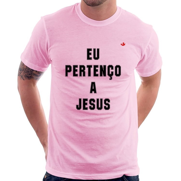 Camiseta Eu pertenço a Jesus - Rosa Bebê