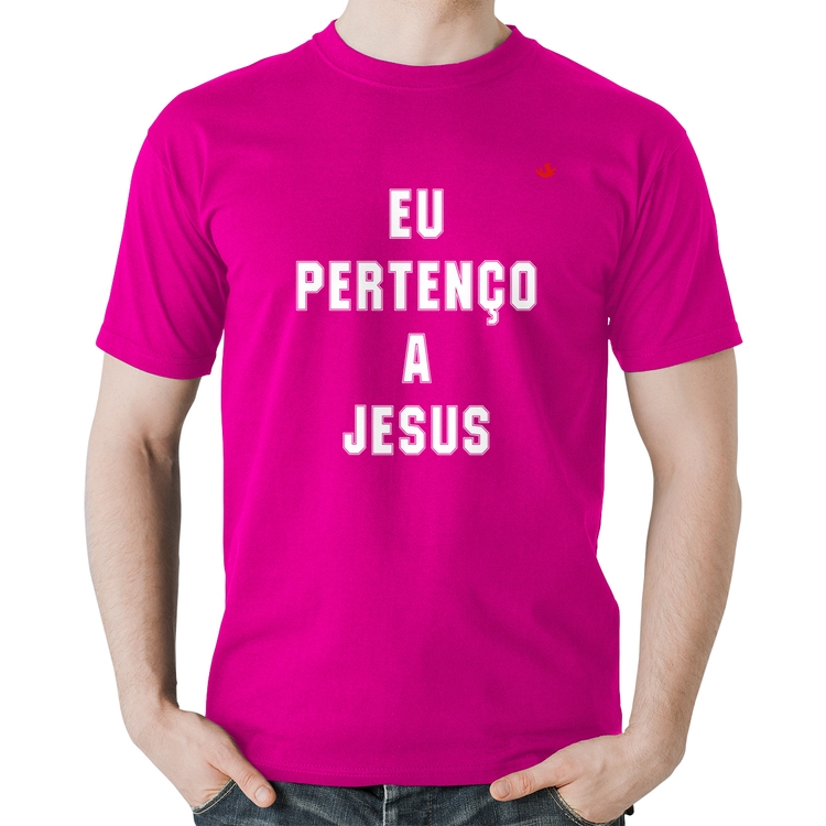 Camiseta Algodão Eu pertenço a Jesus - Rosa