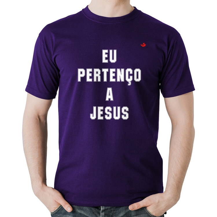 Camiseta Algodão Eu pertenço a Jesus - Roxa