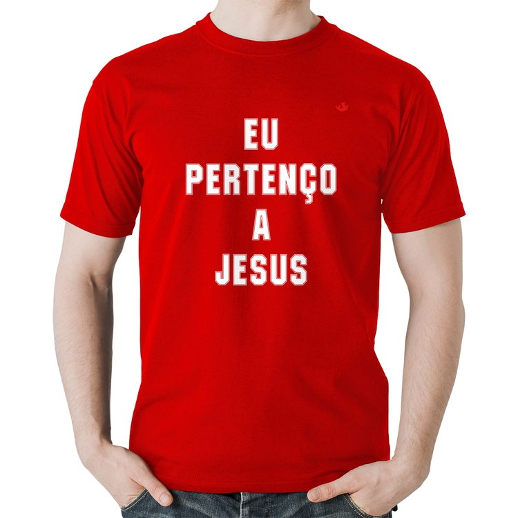 Camiseta Algodão Eu pertenço a Jesus - Vermelha