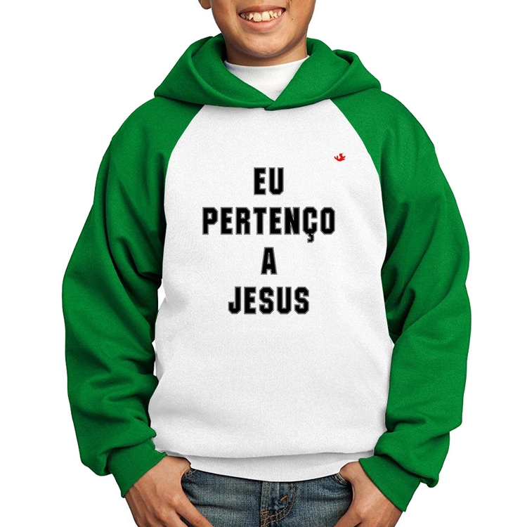 Moletom Infantil Eu pertenço a Jesus - Branco/Verde