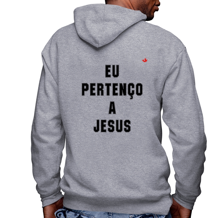 Blusa Moletom Eu pertenço a Jesus Masculina com Capuz e Zíper - Mescla