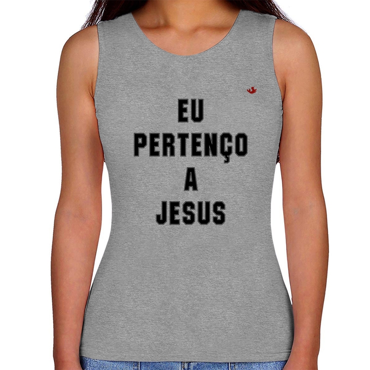 Regata Feminina Eu pertenço a Jesus - Cinza