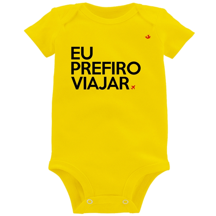 Body Bebê Eu prefiro viajar - Amarelo