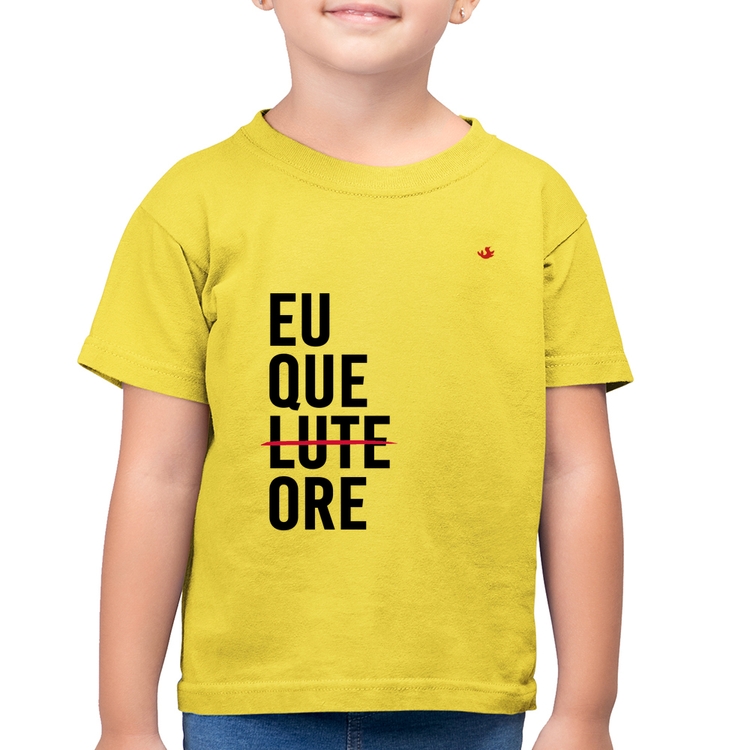 Camiseta Algodão Infantil Eu que ore - Amarelo Canário