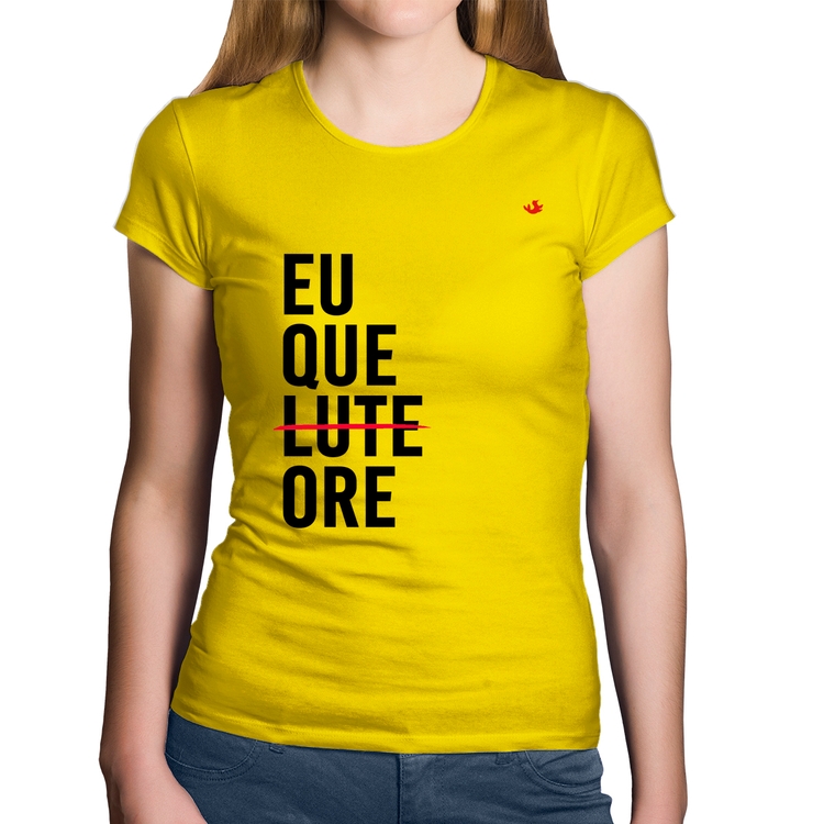 Baby Look Algodão Eu que ore - Amarela