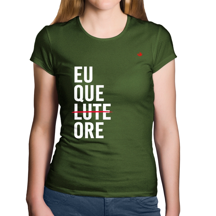 Baby Look Algodão Eu que ore - Musgo