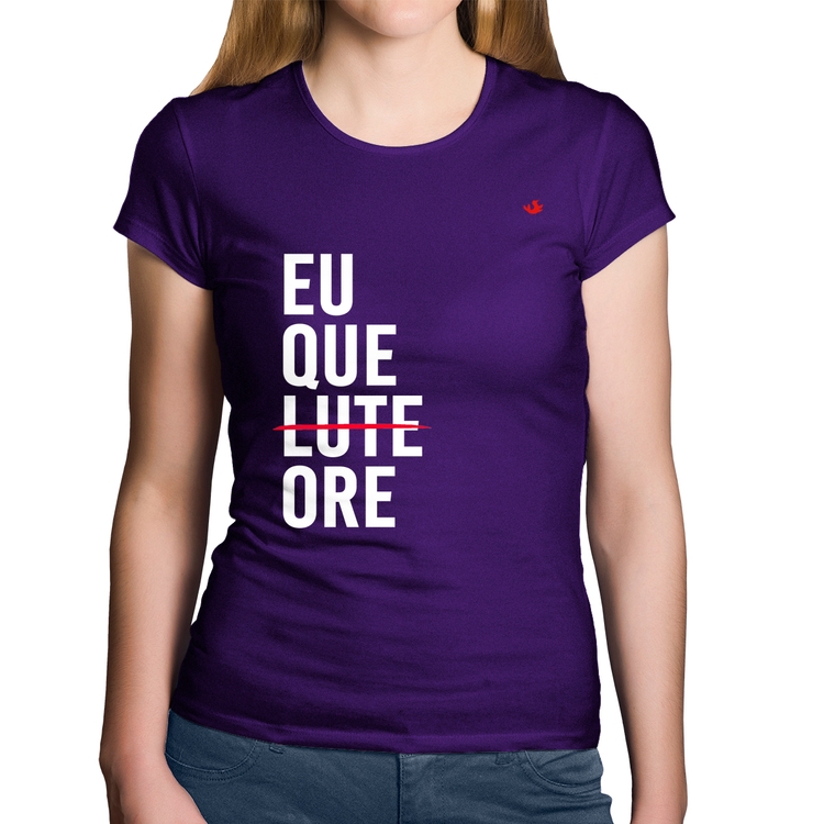 Baby Look Algodão Eu que ore - Roxa