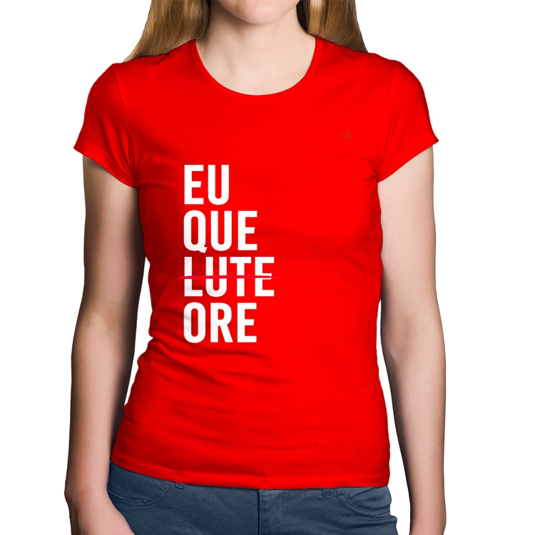 Baby Look Algodão Eu que ore - Vermelha