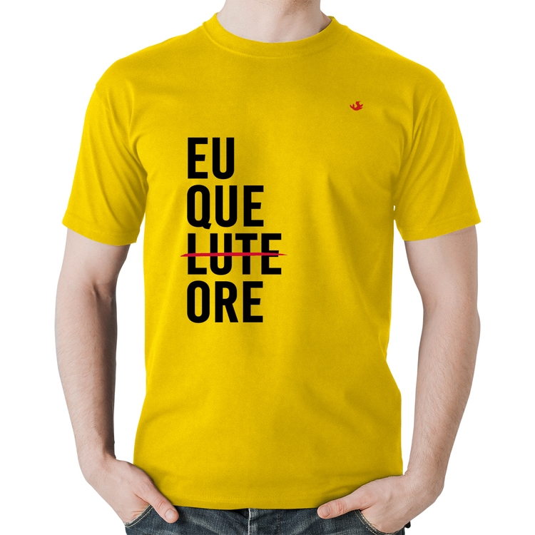 Camiseta Algodão Eu que ore - Amarela