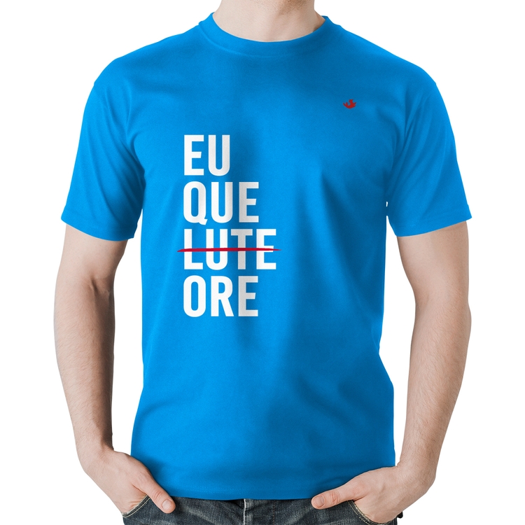 Camiseta Algodão Eu que ore - Azul
