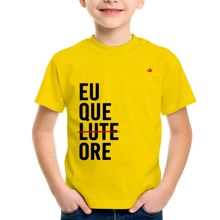 Camiseta Infantil Eu que ore - Amarela