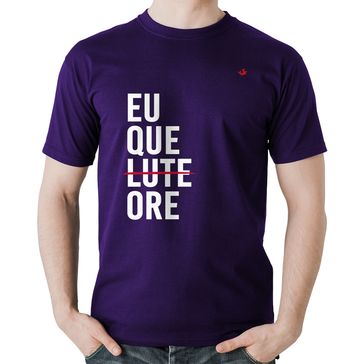 Camiseta Algodão Eu que ore - Roxa