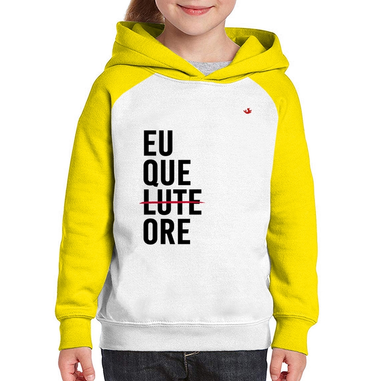 Moletom Infantil Eu que ore - Branco/Amarelo