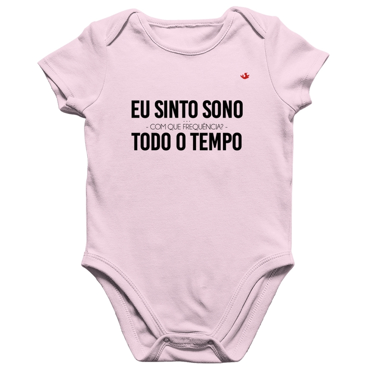 Body Bebê Algodão Eu sinto sono, todo o tempo - Rosa Bebê