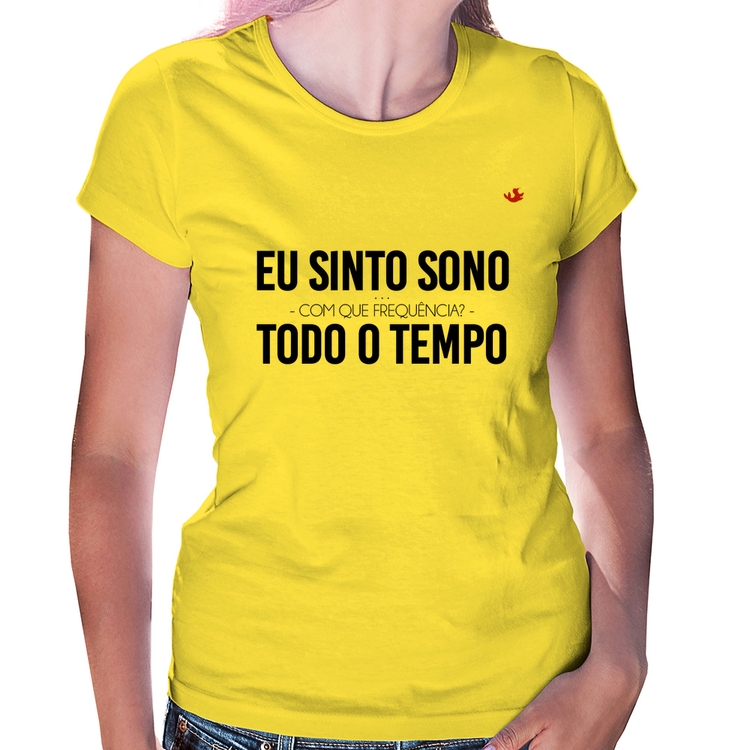 Baby Look Eu sinto sono, todo o tempo - Amarela