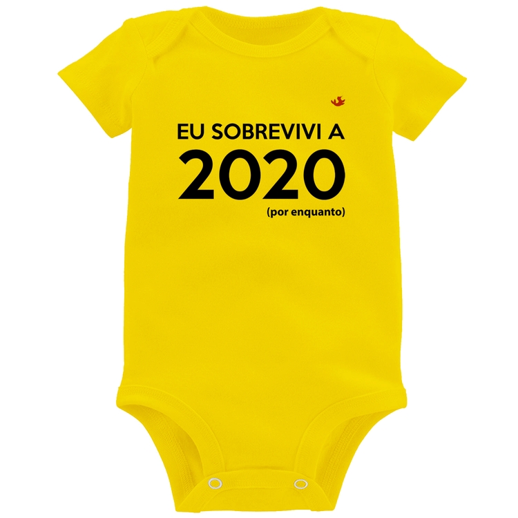 Body Bebê Eu sobrevivi a 2020 (por enquanto) - Amarelo