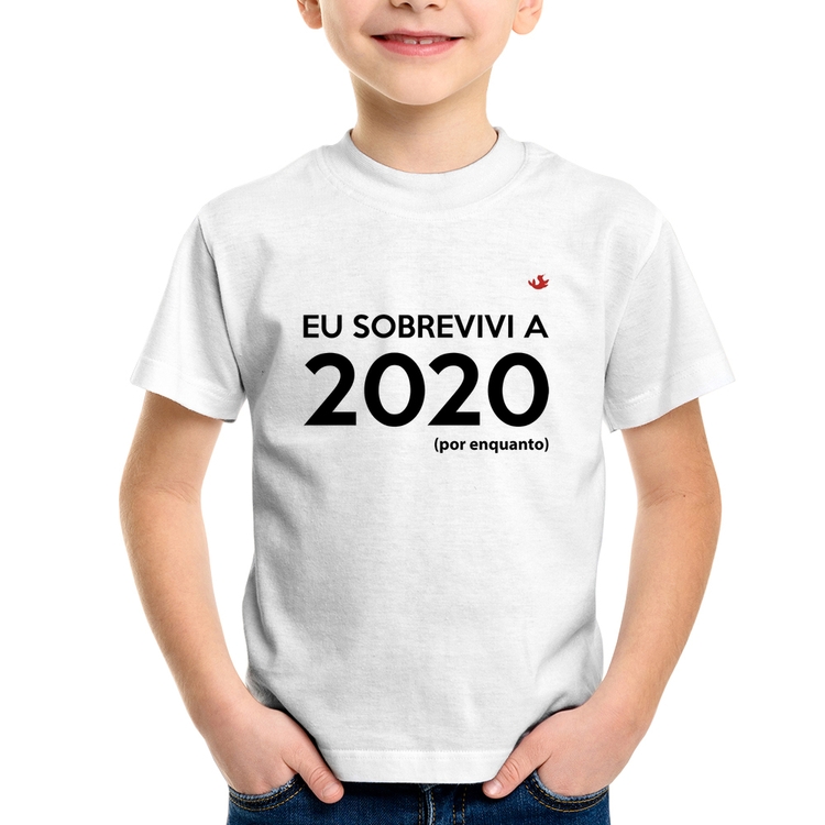 Camiseta Infantil Eu sobrevivi a 2020 (por enquanto)