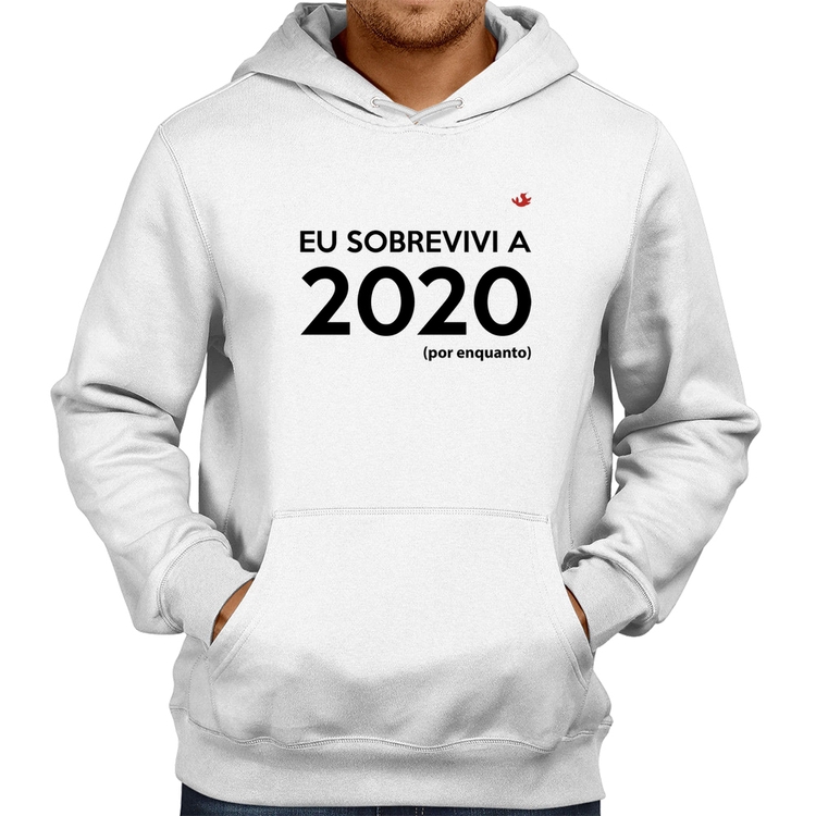Moletom Eu sobrevivi a 2020 (por enquanto) - Branco