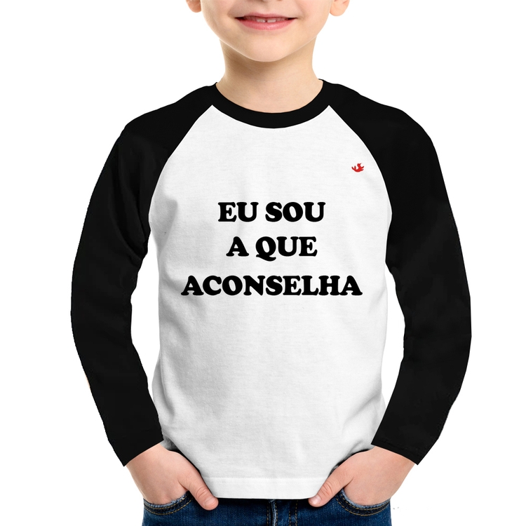 Camiseta Raglan Infantil Eu sou a que aconselha Manga Longa