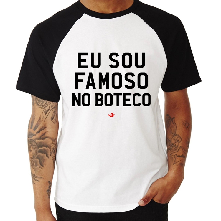 Camiseta Raglan Eu sou famoso no Boteco
