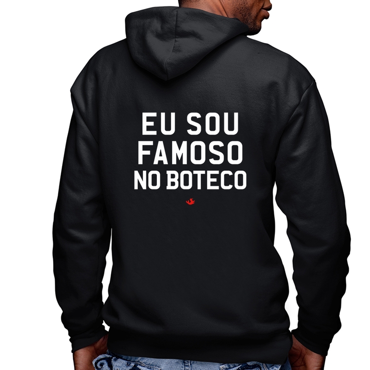 Blusa Moletom Eu sou famoso no Boteco Masculina com Capuz e Zíper