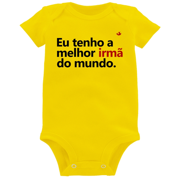 Body Bebê Eu tenho a melhor irmã do mundo - Amarelo