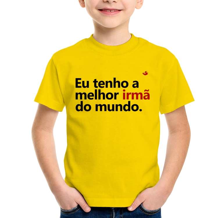 Camiseta Infantil Eu tenho a melhor irmã do mundo - Amarela