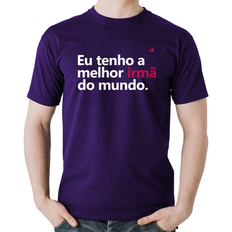 Camiseta Algodão Eu tenho a melhor irmã do mundo - Roxa