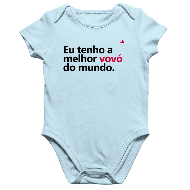 Body Bebê Algodão Eu tenho a melhor vovó do mundo - Azul Bebê