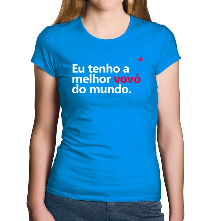 Baby Look Algodão Eu tenho a melhor vovó do mundo - Azul