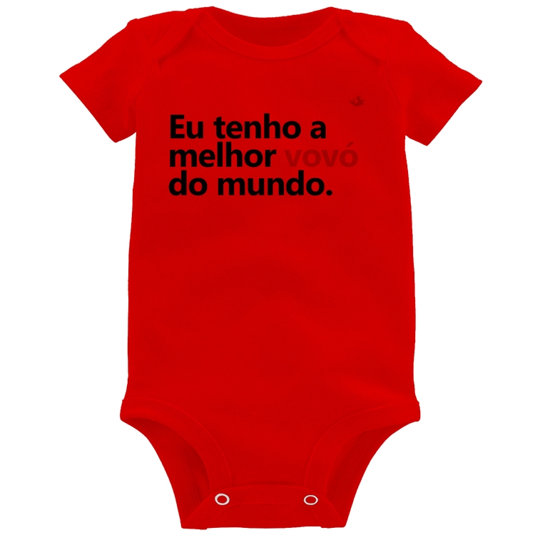 Body Bebê Eu tenho a melhor vovó do mundo - Vermelho