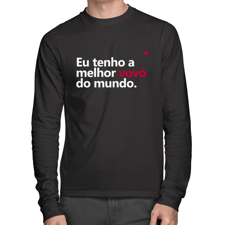 Camiseta Algodão Eu tenho a melhor vovó do mundo Manga Longa