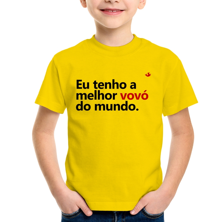 Camiseta Infantil Eu tenho a melhor vovó do mundo - Amarela